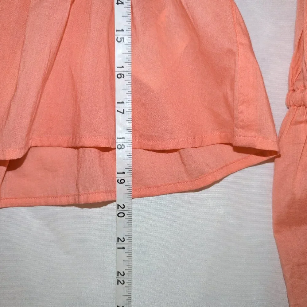 NWT Anthropologie | Bright Coral Pink Collared Babydoll Blouse | Size Small